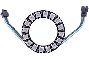 TOPXCDZ WS2812B 8/16/24/35/45/60/241 Leds Pixel Ring Adressierbare Led-Module WS2812 IC RGB Voll Farbe Runde Led Kreis DC5V (16Leds, Black)