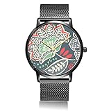 Custom Fashion dazhi Analog Quarz Armbanduhr, Watermelon Man langlebigem schwarzem Stahl Armband Armbanduhr für Damen und Herren, Black 20