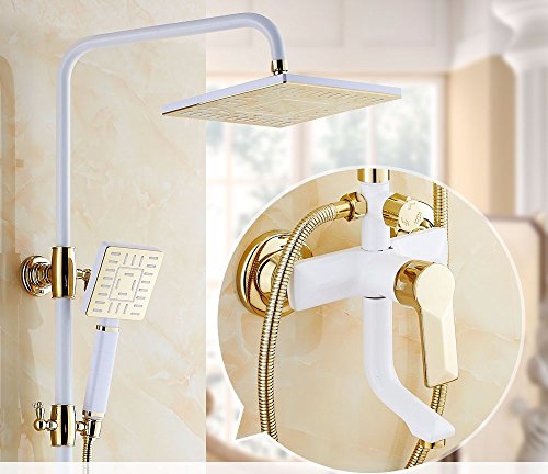 White With Gold Shower European Style White Paint Faucet Shower