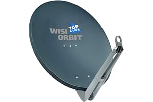 WISI Orbit Topline Satelliten Offset-Antenne OA85H in Basaltgrau – 85cm Reflektor aus Aluminium mit 40mm LNB-Halterung, Feedarm und Mastschellen – Komplette Sat Antenne mit Montagezubehör