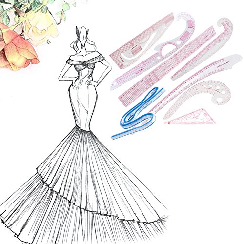 Gosear 5 Stk Mode Lineal 5 verschiedene Stil Kleidung Design Lineal Handwerk Nähen Werkzeug Zubehör - 5
