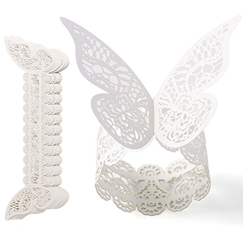 25 x Schmetterling Papier Serviettenringe Servietten Ringe Platzkarten Tischkarten Papierservietten Servietten Halter Schnalle Ring für Hochzeit Party Tischdeko
