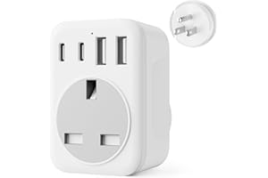 GRESTAR UK to USA Plug Adapter, US Travel Adapter with 2 USB &2 USB C Ports, 5 IN 1 American Plug Adapter from UK to USA, Canada, Thailand, Mexico, Colombia,Type B