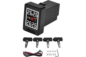 Hlyjoon Reifendruckkontrollsystem 0-116PSI Auto TPMS Reifendruck Kontrollsystem 8V-16V IP5K4K Wasserdicht Kfz Reifendrucksensor Farbdisplay mit 4 Internen RDKS Sensoren