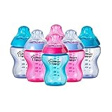 Tommee Tippee Closer to Nature Colour My World Feeding Bottles Girl Decorated Different Colour 260ml x 6