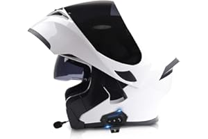 LETETEXI Motorcycle Helmet Flip-Up Modular Helmets with Bluetooth Helmet, DOT ECE Certified Full Face Helmet Scooter Helmet Crash Helmet Double Anti-fog Visors Ideal for Men Women 57~64cm