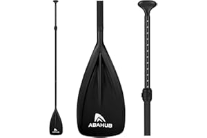 Abahub Pagaie Paddle Sup Paddle Rame Pagaie Télescopique 173-213cm Aluminium avec Revêtement PU pour Sup Planche Surf, Lame Plastique Nylon Noir/Bleu/Vert/Rouge/Orange/Jaune