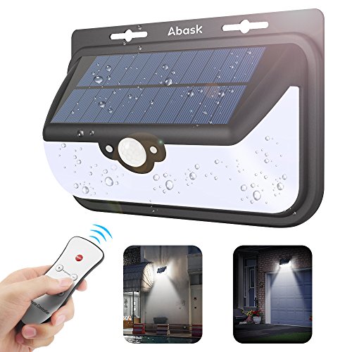 Luce Solare,Abask 68LED 800LM Senza Fili Telecomando Illuminazione Solare,3 Modalità Sensore di Movimento Luce di Parete Solare,Luce del Giardino Solare,Terrazze,Cortili,Corsie,Illuminazione Esterna