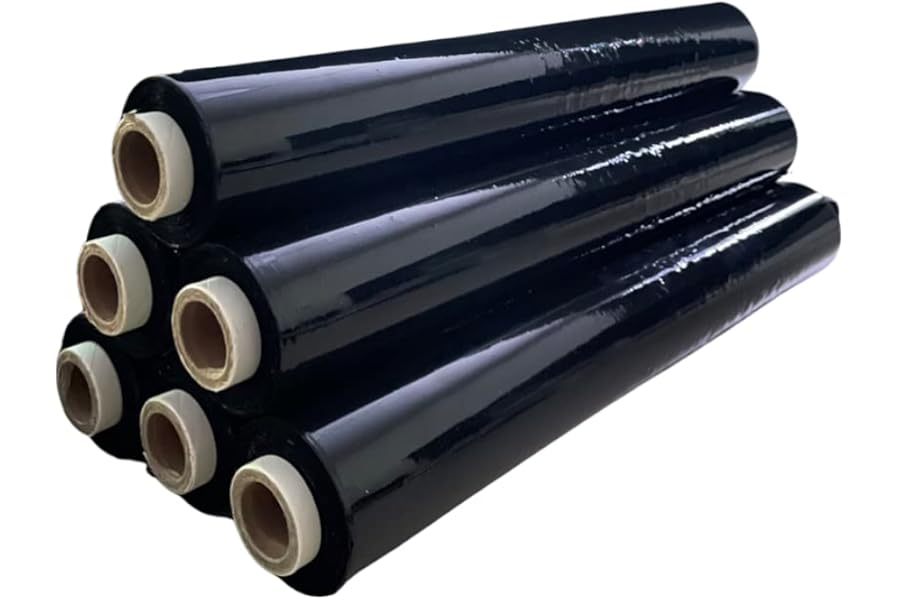 REQUISITE NEEDS Heavy Duty Shrink Wrap Roll Cling Film Packaging 400MM x 250M (Pack Of 6) (Black)
