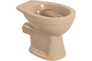 sanicomfort Stand-WC Beige Matt – Spülrandlos, Tiefspüler, waagerechter Abgang, ohne WC-Sitz