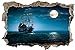 Produktbild DesFoli Piratenschiff 3D Look Wandtattoo 70 x 115 cm Wanddurchbruch Wandbild Sticker Aufkleber D243