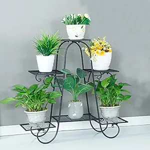 Craft Castle 6 Tier Plant Stand Floral Corner Shelf Metal Flower Pot Rack Stair-Step Style Display Ladder for Garden Balcony Indoor Outdoor(74 X 25 X 80 cm)