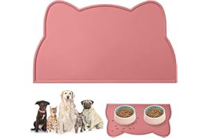 vsshe Tappetino Ciotola Cani e Gatti in Silicone, 44 x 25 cm Tappetino per Ciotola di Cibo Antiscivolo, Tappetino Sottociotola per Animali Domestici, Evitare Fuoriuscite di Acqua o Cibo (Rosa)