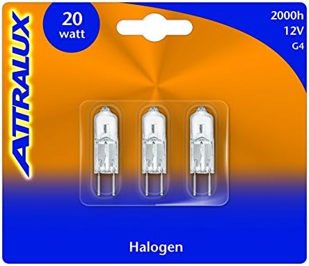 Attra G4 Halogen Bulb, 20 Watt 12 V 2000 h, 255 Lumen 33 x 2750 10 K Pack of 3)