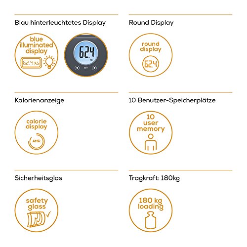 Beurer BF 195 Glas-Diagnosewaage – Personenwaage zur Ermittlung von Körperfett, Muskelanteil und Kalorienbedarf - 3