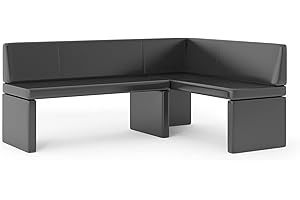 GREKPOL Eckbank Olga Küchenbank Sitzecke Kunstleder pflegeleicht (Schwarz rechts, 128x168cm)