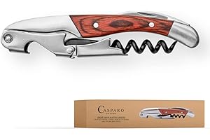 Plantvibes ® Cavatappi Professionale & Apribottiglie, Cavatappi da Sommelier, Accessorio Vino Elegante, Cavatappi con Doppia Leva e Taglierino (Legno Rosso)