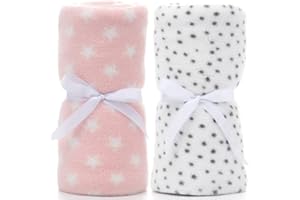 LeerKing Kocyk dziecięcy unisex 2-pak chłopcy dziewczynki przytulny kocyk kocyk do raczkowania pościel dziecięca wózek puszysty dla noworodków miękki kocyk 75cmx100cm Różowy+Biały