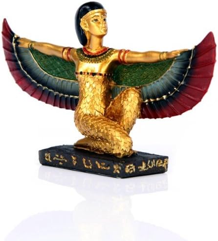 Decorative Gold Egyptian Winged Isis Figurine Kneeling