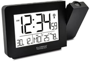 La Crosse Technology - WT522 Réveil Radio-Piloté avec Projection - Noir
