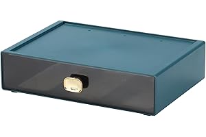 OSTEED Spacious Desk Drawers, Stackable Desktop Organizer, Plastic Storage Box for Office, School & Home Supplies (1 Large Drawer, Blue)