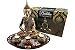 Produktbild Budda Figur Statue Deko Set | Buddha dekoration Skulptur auf Deko Teller mit Teelichthalter Räucherstäbchen Dekosteine | sitzender Buddha Statue gold 32cm Thai Buddha Skulptur | Zen Garten Feng Shui Teelichter Wohn-deko by GREAT ART