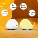 Nettes Delphin-Entwurfs-Silikon-buntes Nachtlicht USB-nachladbares empfindliches Hahn-Steuer-Schlafzimmer-Licht mit Softlight, Stronglight und 5 buntes Licht für Baby-Raum, Schlafzimmer, Kinderzimmer, im Freien camping,picknick indoor/outdoor
