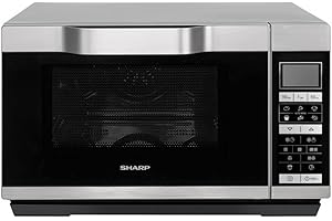 SHARP R861SLM, 900 W, Combination Flatbed Microwave, Silver, 25 Litres, 15 programs