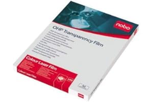 ‎NOBO Nobo 33638782 Folie für OHP für Farblaserdrucker, Format: A4, 120 My, mit Spezialbeschichtung, 50 Stück