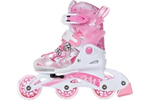 Rollers Princesse réglables en Tailles et modulables en Patins à roulettes pour Fille Rose Raven (Rose, 26-29)