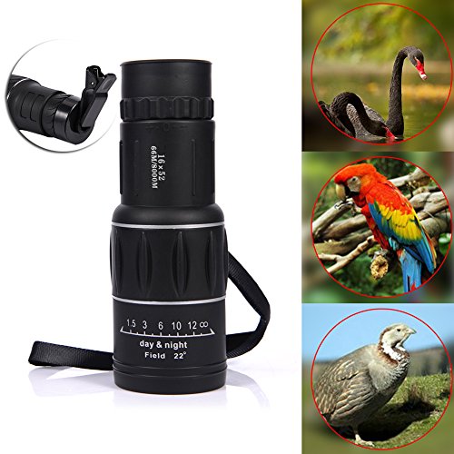 Preisvergleich Produktbild Tag & Nacht Vision Reise Monocular Teleskop HD Optische Monokular mit Handy Halter 16x52 Dual Focus Zoom Optische Linse Jagd Camping Wandern Teleskop