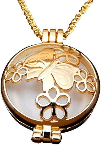 Julie Wang 2PCS-Pack Round Essential Oil Aromatherapy Diffuser Locket Pendant Necklace , Pad for Perfume Summer Fashion Chain Necklace