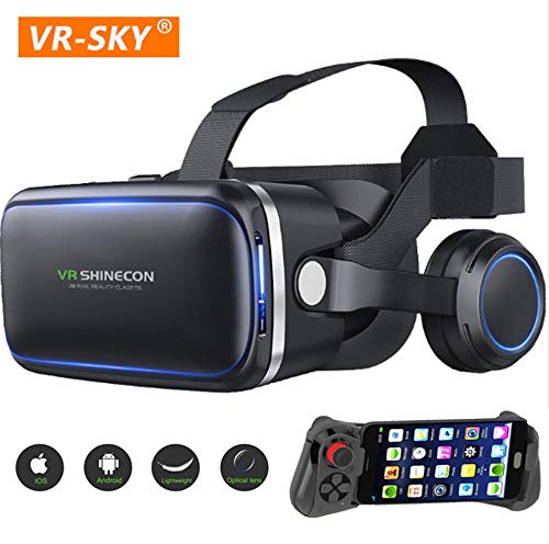 Tang VR Headset with Remote Controller, Virtual Reality Headset 3D VR Goggles Glasses for 3D Movies and Games Compatible with 4.7-6.0 Inches Apple iPhone, Samsung Sony More Smartphones