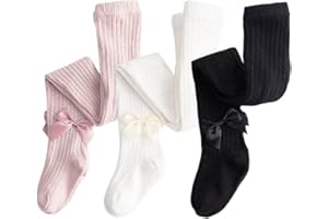 Dsaren 3 Paires Collants Coton Fille Respirant Thermiques Chaussettes Tricotées Jambières Bébé