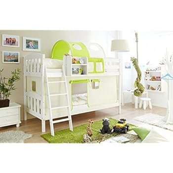 Amazon De Jugendmobel24 De Etagenbett Jamie Inkl Vorhang Kiefer Massiv Weiss En 747 1 747 2