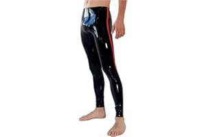 Kangxinsheng Fashion Black Latex Leggings,Handmade Men's Natural Rubber Latex Pants,Suitable for Cosplay Novelty Latex Club Costumes