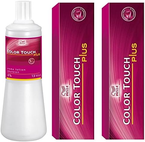 Wella Color Touch Plus 44/07 Intense Medium Natural Brunette Brown 60ml and Wella Color Touch Plus Emulsion 4 % 1000ml TWIN PACK