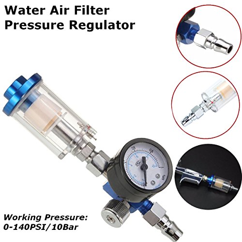 Latinaric 1/4″ Luftdruckregler Filterdruckminderer mit Manometer und Wasserfängerfilter - 3
