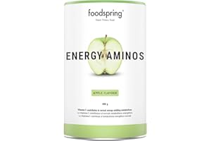 foodspring Energy Aminos Apple - Clean Pre-Workout Booster, Plant-Based BCAAs, high-dose Caffeine, Vitamins C, B3, B12-400g