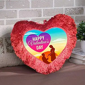 DreamVio Love Heart Shape Valentine's Day Gifts Fur Cushion,Plush Pillow for Gifting on Birthdays,Anniversaries Color - Red (Size- 15x17 inch) Shape 7