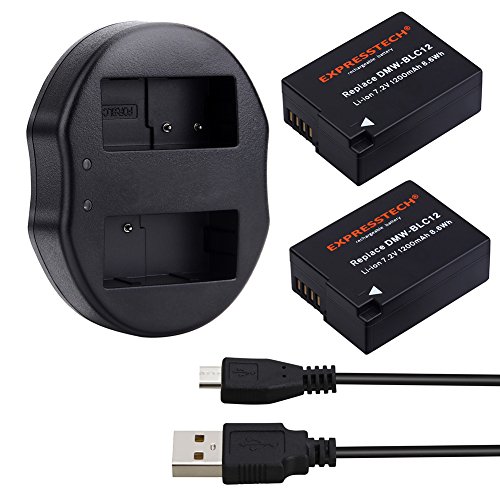 Expresstech @ 2X DMW-BLC12, DMW-BLC12E BLC12 DMW-BLC12PP (1200mAh) Batterie batterie + usb chargeur Expresstech @ 2X DMW-BLC12, DMW-BLC12E BLC12 DMW-BLC12PP (1200mAh) Batterie batterie + usb chargeur