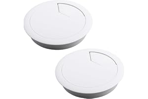 COACOM 2 rondelle bianche da 80 mm per la scrivania, scatola di gestione dei cavi, passacavo in plastica, 20 cm x 30 cm x 30 cm