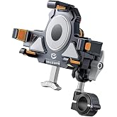 YELLOWFIN Motorcycle Phone Mount ABS | Shockproof Anti-Theft ATV Phone Holder with One-Touch Lock | 720° Rotation | Vibration