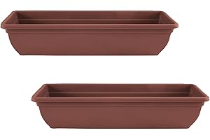 SIDSONS 4 X Plastic Garden Trough Long Window Box (Terracotta, Pack 2)
