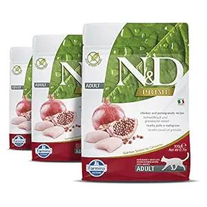 FARMINA N&D Prime - Chicken & Pomegranate - Grain Free - Cat Dry Food - Adult (Pack of 3, Each 300Gms)