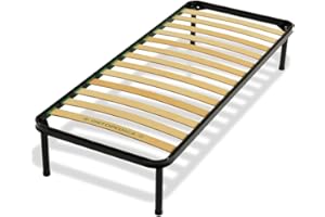 Bed Store SISTEMI RIPOSO Rete 80X190 H35 Cm Per Letto Singolo A Doghe In Legno Curvato Misura Singola Standard Ortopedica Con 4 Piedi Altezza 30Cm Con Tappi