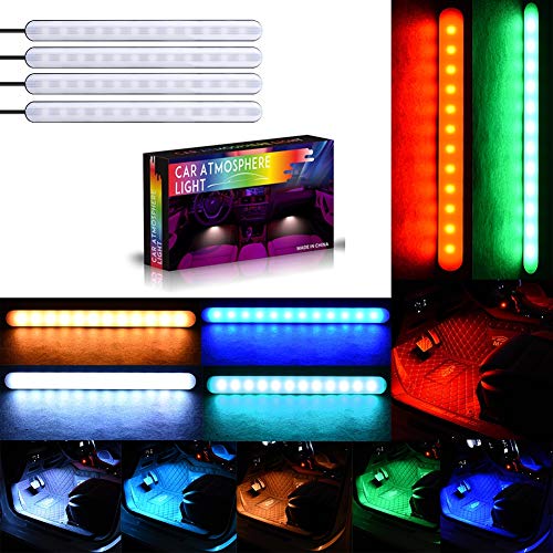 FEN&G 48 Lampe LED Voiture Interieur Eclairage Lumiere Ruban Décoration Atmosphère 7 Couleurs USB Néon Son Camping Camion Auto TV Kit