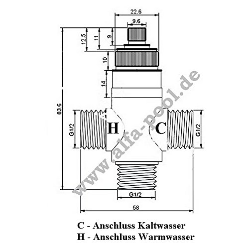 Thermostatischer Brauchwassermischer 3 Wege 1/2″ AG, integrierte Rückschlagventile - 2