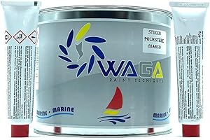 WAGA PAINT S.R.L. Stucco Poliestere Bianco 3,5 kg in Pasta per Nautica Carrozzeria con Catalizzatore Induritore, Professionale, Sovraverniciabile - Waga Paint Tecniques