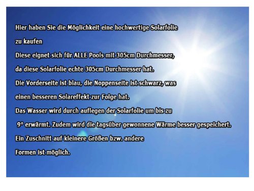 Miganeo 305 cm Solarfolie Solarplane schwarz/blau Poolheizung für Pool - 3